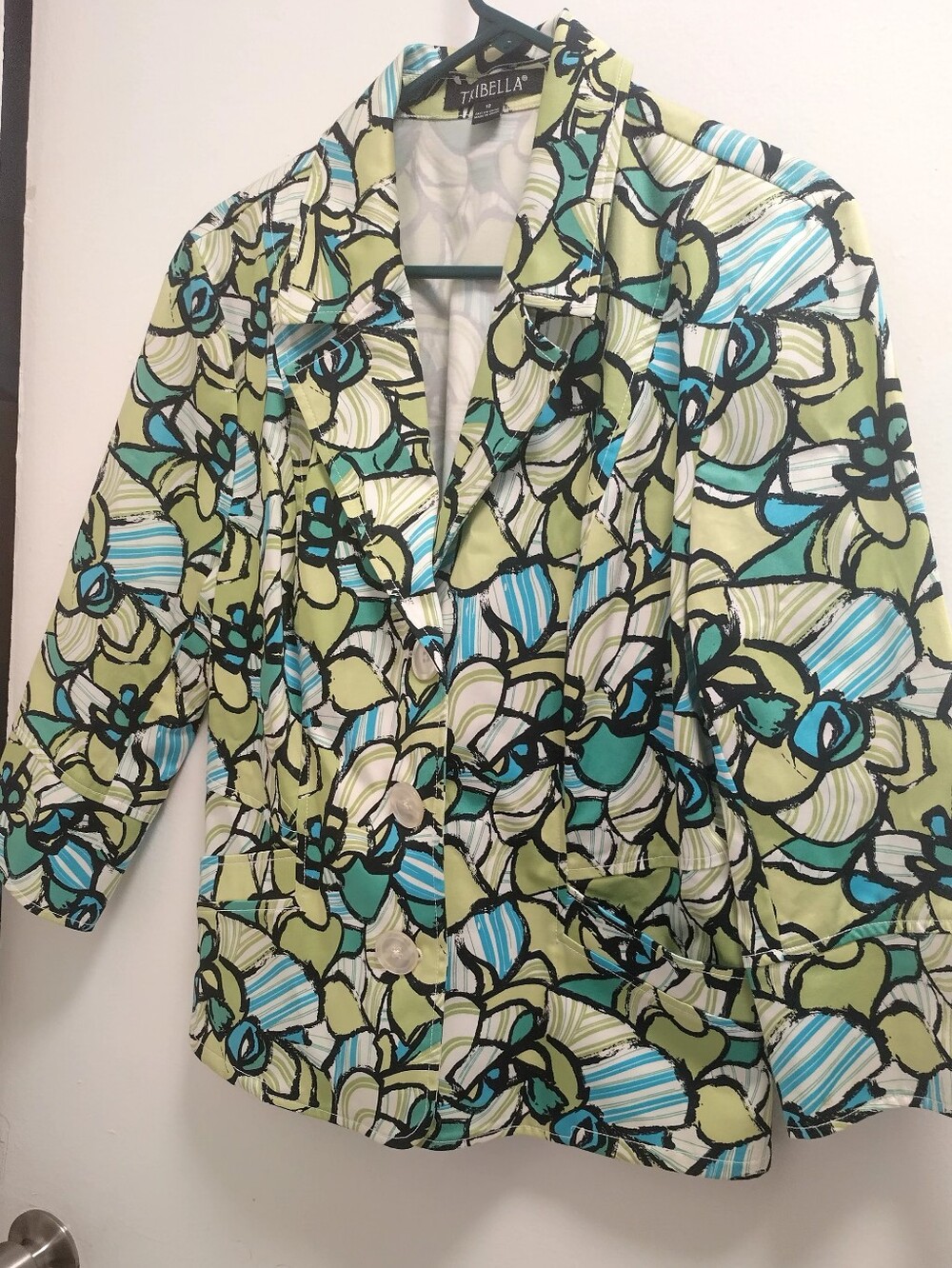 Tabella Floral Button Blazer in Lime & Teal Size 12